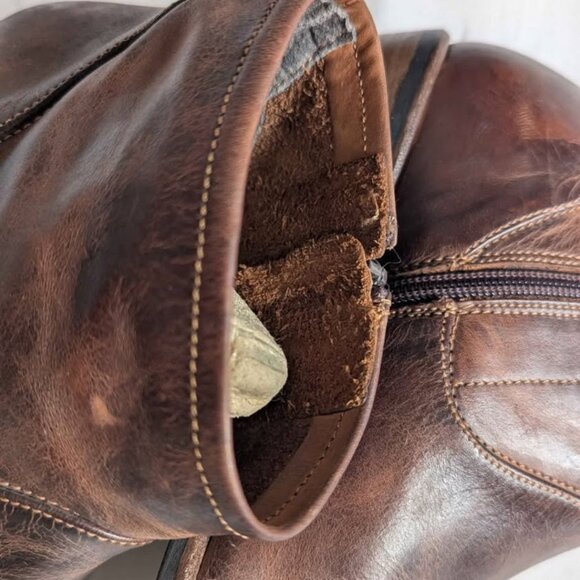 Source Unknown Brown Heeled Boots with Vintage Patina - Picture 3 of 5